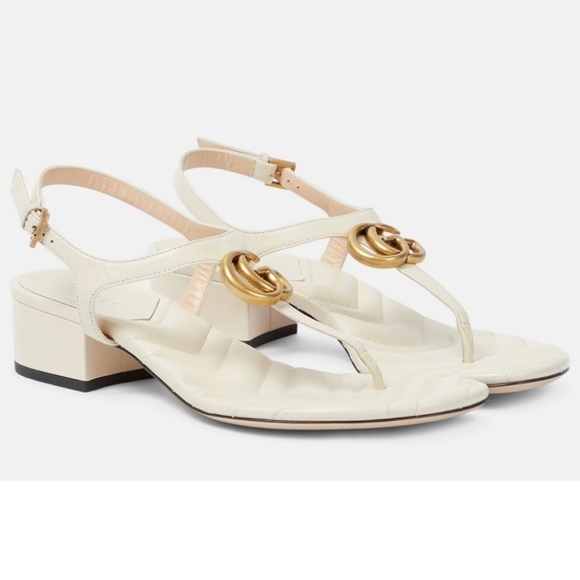 GUCCI Marmont GG logo leather thong sandals - Picture 1 of 6
